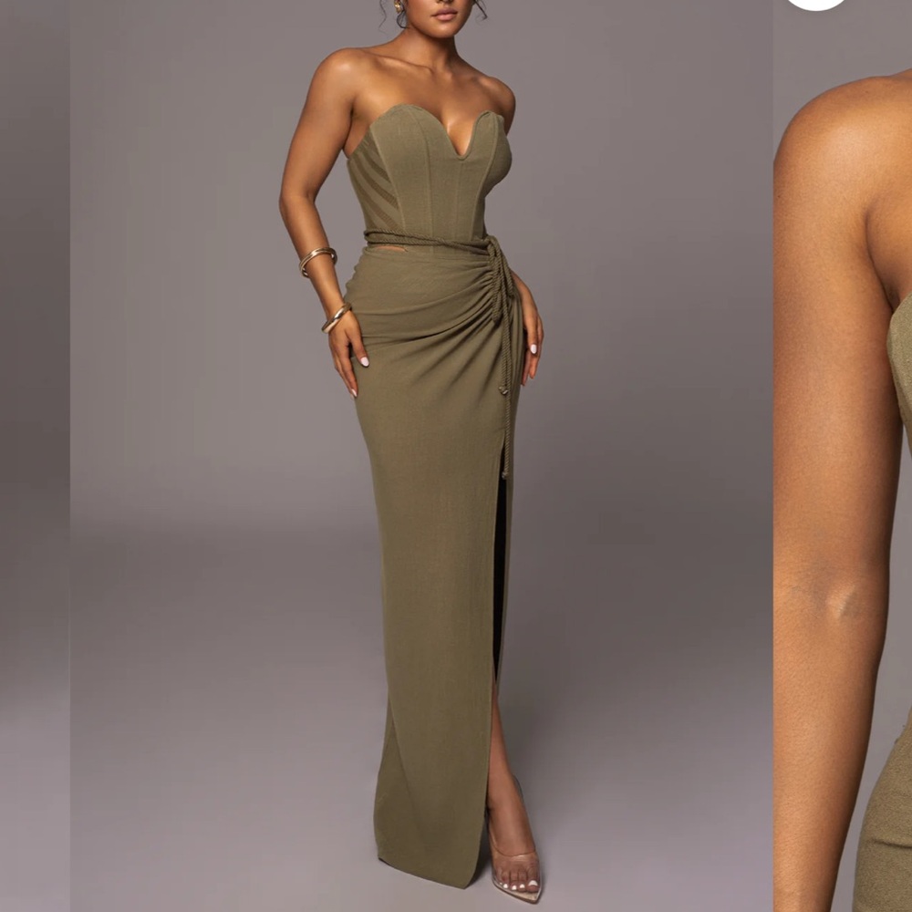 OLIVE DESTINATION LINEN SKIRT SET